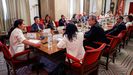  El l�der de Unidas Podemos, Pablo Iglesias, y la secretaria de Internacional del partido, Idoia Villanueva, con embajadores y diplom�ticos europeos