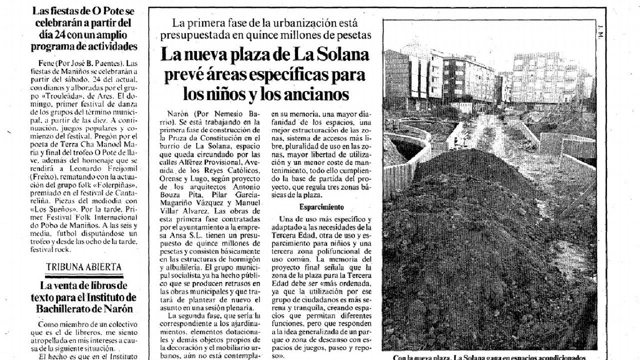 Empezaba a construirse la plaza de la Constitución en el barrio de La Solana