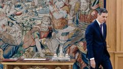El presidente del Gobierno, Pedro S�nchez, durante el acto de sanci�n de la reforma del Apartado 3 del Art�culo 69 de la Constituci�n Espa�ola, celelbrado esta ma�ana en el Palacio de la Zarzuela.