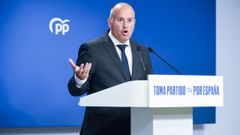 Miguel Tellado en la sede del Partido Popular.