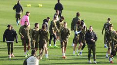Futbolistas del Celta, en un entrenamiento reciente en la Cidade Deportiva Afouteza.