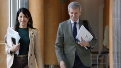 La conselleira de Vivenda e Planificaci�n de Infraestruturas, Mar�a Mart�nez Allegue, y el presidente de la Xunta, Alfonso Rueda.