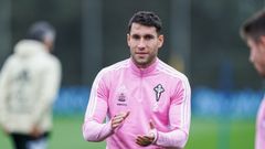 Hugo Mallo en un entrenamiento durante su etapa en el Celta 
