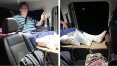 El estado de Lionel, con una pierna escayolada, oblig� a habilitar un espacio c�modo en el taxi para facilitar el viaje