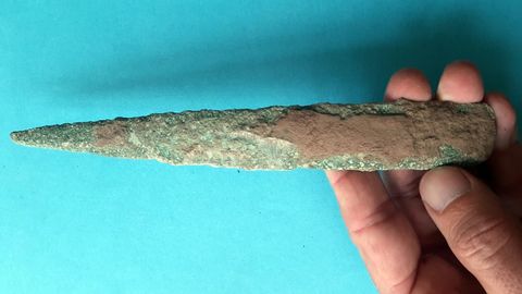 El Pu�al de Quir�s, una pieza de la edad del Bronce antiguo (hace unos 4.000 a�os) encontrada en la sierra de La Sobia, Quir�s, Asturias.