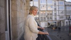 Paula Alvarellos en el balcn de la Casa Consistorial, unos das despus de haber tomado posesin como alcaldesa, en enero del 2024