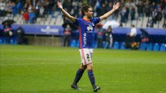 Diegui Johannesson Real Oviedo Osasuna Carlos Tartiere.Johannesson, durante la celebraci�n con la grada al final del partido