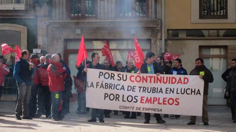 Protesta de los trabajadores de la f�brica de armas de Trubia