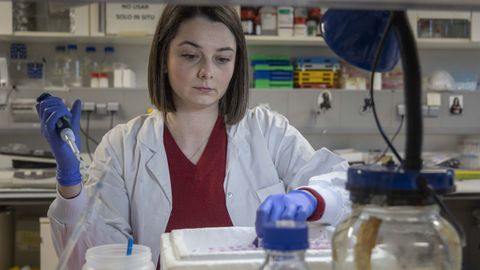 La investigadora Eva N�voa en el laboratorio del CiMUS. 