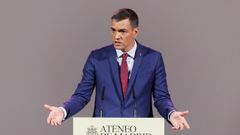 Pedro Snchez, presidente del Gobierno en funciones, durante su intervencin en el Ateneo de Madrid.