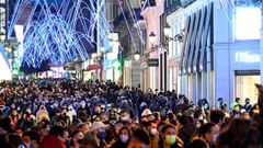 La calle Preciados en Madrid, ayer domingo