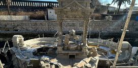 Estado en el que se encuentra la rehablitaci�n del estanque del Retiro, en O Pasatempo.