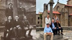 Luis Alberto de Cuenca, en el centro de la imagen de la derecha, emul� a su admirado Federico Garc�a Lorca en la fotograf�a tomada en 1932 en el atrio de Santa Mar�a de Betanzos.