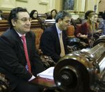 Jos� Manuel Dapena, portavoz del PSOE; Jos� Garc�a, edil socialista responsable de  Econom�a y Eugenia Vieito, concejala de Facenda. 