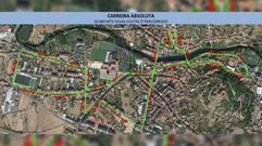 Mapa con el recorrido de la Carreira Popular de Monforte 2024