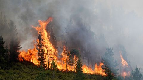  Vista del incendio que afecta a los alrededores de San Antoln de Ibias
