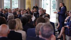 Macron interviene ante los alcaldes reunidos este martes en el Palacio del El�seo