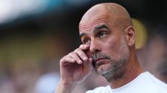 Pep Guardiola, durante su despedida como t�cnico del Manchester City