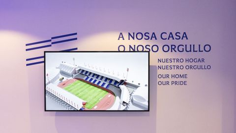 V�deo 3D del estadio Abanda Riazor, situado�en la Sala Blanca�del Museo del Deportivo.