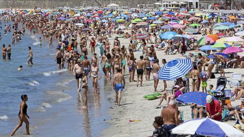 Playa de Silgar, Sanxenxo, a finales de este julio