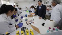 Rom�n Rodr�guez, ayer, en el aula del Leixa