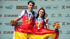 Delgado y Fraguela, con sus medallas tras ganar el mundial en China.