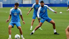 Martn Ochoa, en un entrenamiento con la primera plantilla del Dpor