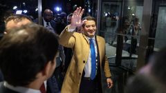 Andr� Ventura, a su llegada en la noche electoral al cuartel genrral del partido Chega.
