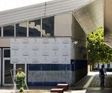 En la imagen, tomada ayer, vista de la nave provisional. 