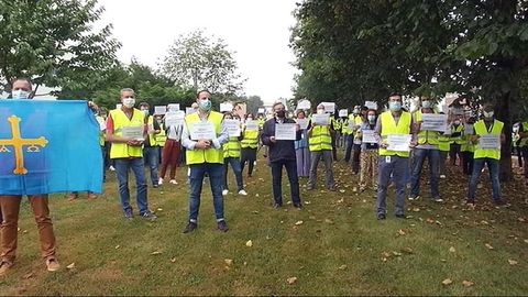 Concentracin de los trabajadores de Sacyr Fluor