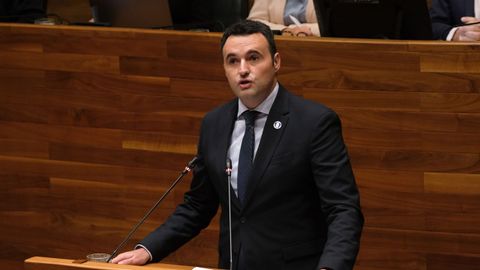 El consejero de Hacienda y Fondos Europeos, Guillermo Pelez, interviene en el pleno de la Junta General