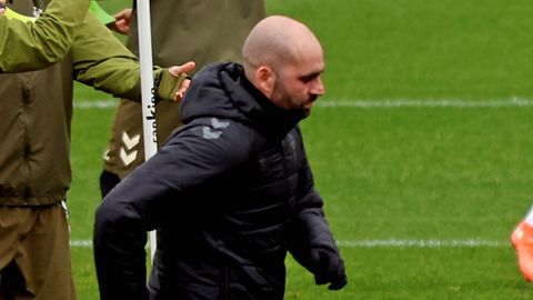 Claudio Gir�ldez, durante el �ltimo entrenamiento previo al Celta-Valencia.