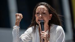 Corina Machado, durante la movilizacin opositora en Caracas.