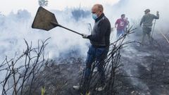 Muchos vecinos de la zona se movilizaron para tratar de apagar el fuego con palas y otros utensilios propios.