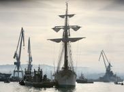 Vista del �Elcano� en su visita a Ferrol en el 2013. 