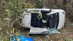 El coche volc� y se sali� de la v�a tras chocar contra un �rbol
