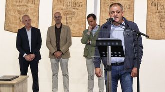 Amador Daz, en primeiro termo, na Festa da Pataca de Coristanco