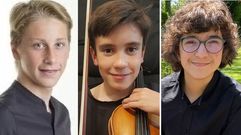 Mat�as Ferreira, de 14 a�os; Cibr�n Garc�a, de 12; y Anxo G�mez, de 13, son alumnos de la violinista rusa Yulia Petrusevskaya