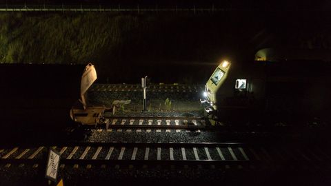 Descarrilamiento de un tren de mercancas en Taboadela