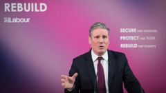 El l�der laborista, Kier Starmer, durante una comparecencia este lunes