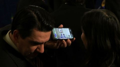 Diplom�ticos escuchan el discurso de Alvim, durante una reuni�n de la OEA en Washington