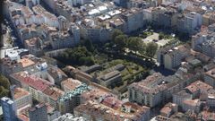 Imagen a�rea del convento de Santa Clara y de su huerta, que ser�n adquiridos por el Concello de Pontevedra  