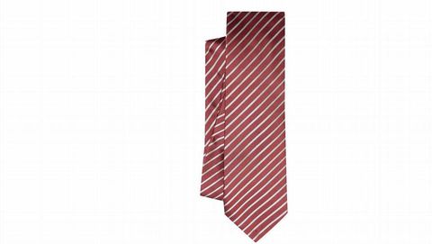 Corbata de hombre Emidio Tucci de seda en color rojo con un estampado de rayas en diagonal a contraste. Precio: 29,95 euros