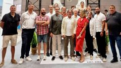 Miembros de la Asociaci�n Provincial de Graniteiros de Ourense y del Cl�ster da Pizarra de Ourense, en la feria StoneGal, en Vigo.