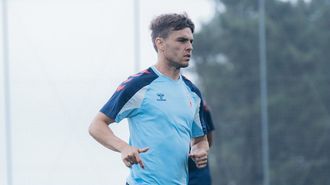 El jugador del Celta Aleix Febas, durante una sesi�n de entrenamiento en la Cidade Deportiva Afouteza.