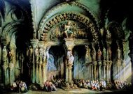 Una visi�n tangible del colorido del P�rtico de la Gloria se puede apreciar en el �leo de P�rez de Villaamil.