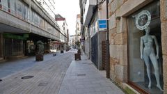 La calle peatonal de Ribeira, vac�a durante el confinamiento.