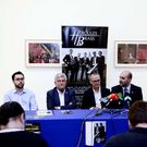 Rodrigo Rodr�guez, Rosendo Fern�ndez, Jes�s V�zquez y Jos� Luis Ferro en la presentaci�n en el centro Marcos Valc�rcel.  