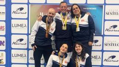 La expedici&oacute;n xovense en Ponteareas estuvo formada por Patxi Isasti, Patxi Xabier Isasti y Leticia Gonz&aacute;lez (arriba), y Nerea Isasti y Alba Rodr&iacute;guez.