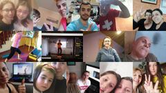 Basilio Seijas (con camiseta naranja) mantiene los circuitos de t�bata, ahora a trav�s de YouTube, con los participantes (algunos aparecen en el fotomontaje) ejercit�ndose desde sus casas